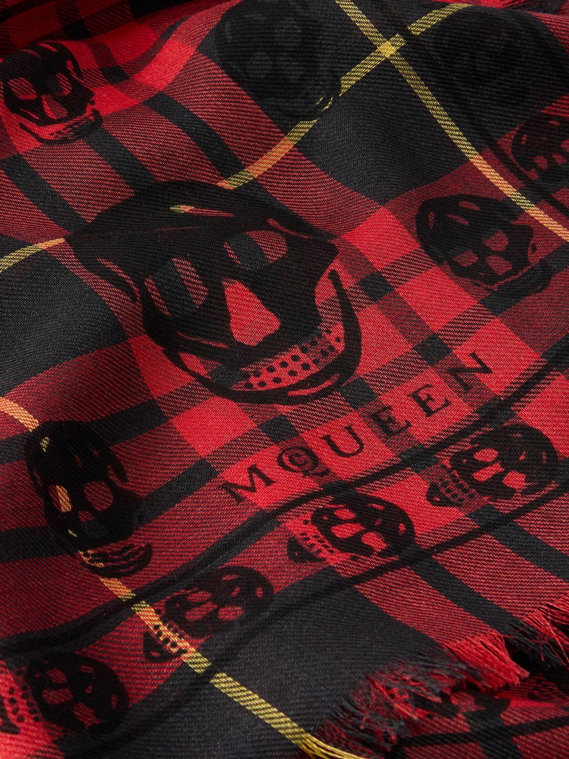McQueen - Fringed Checked Wool and Silk-Blend Scarf