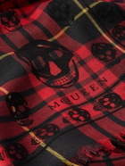 McQueen - Fringed Checked Wool and Silk-Blend Scarf