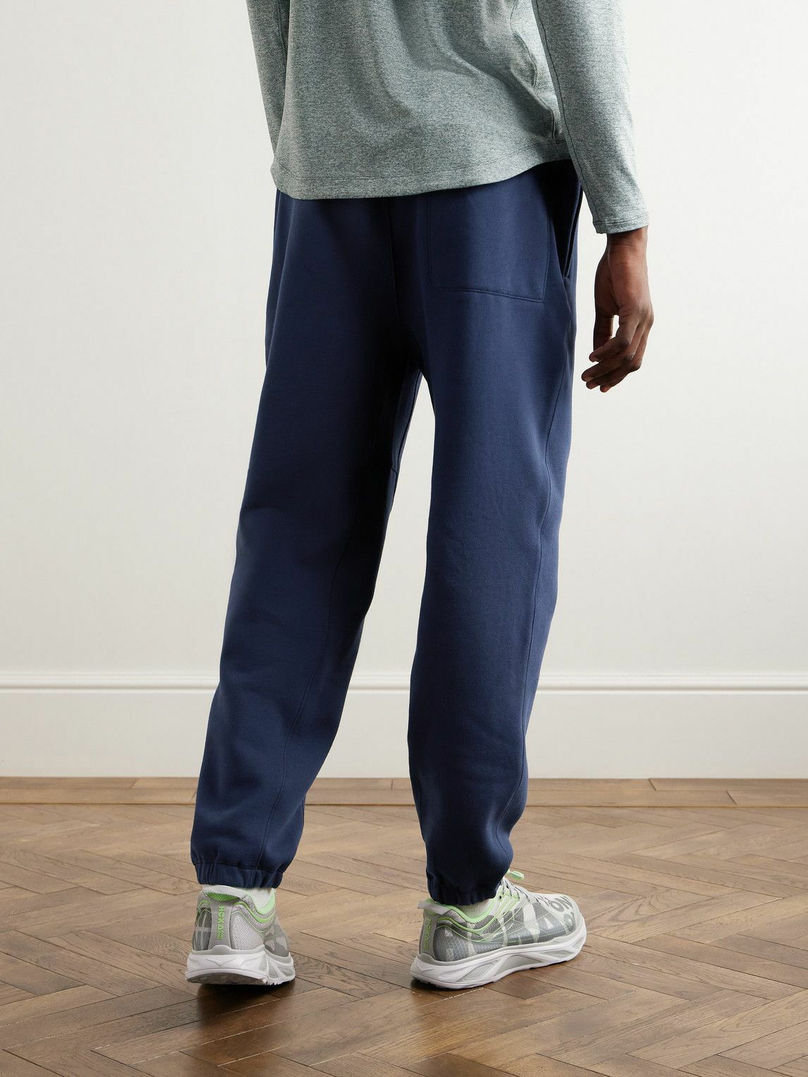 Navy Blue Double Pleat Stretch Jersey Joggers