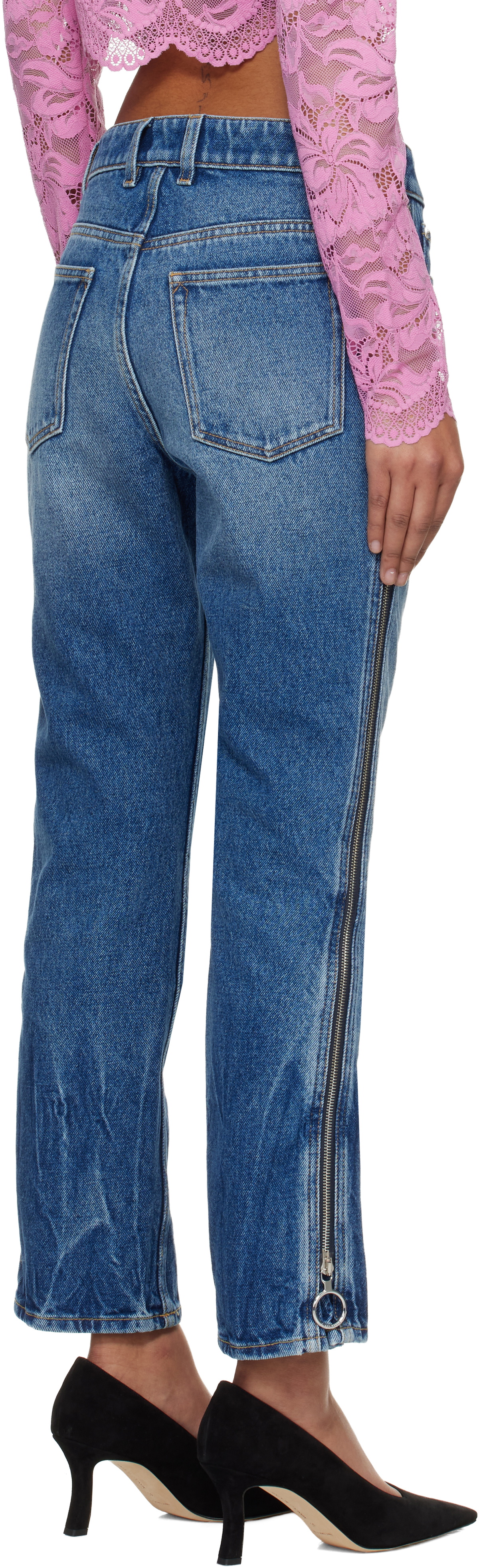 Rabanne Blue Zip Jeans