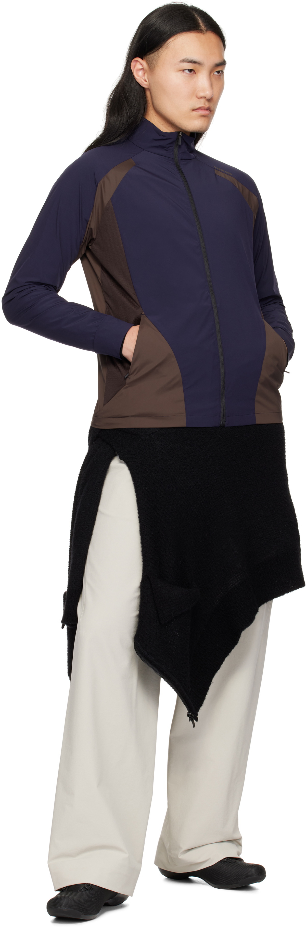 HYEIN SEO Navy & Brown Zip-Up Track Jacket