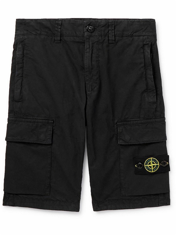 Photo: Stone Island Junior - Ages 6-8 Logo-Appliquéd Stretch-Cotton Canvas Cargo Shorts - Black