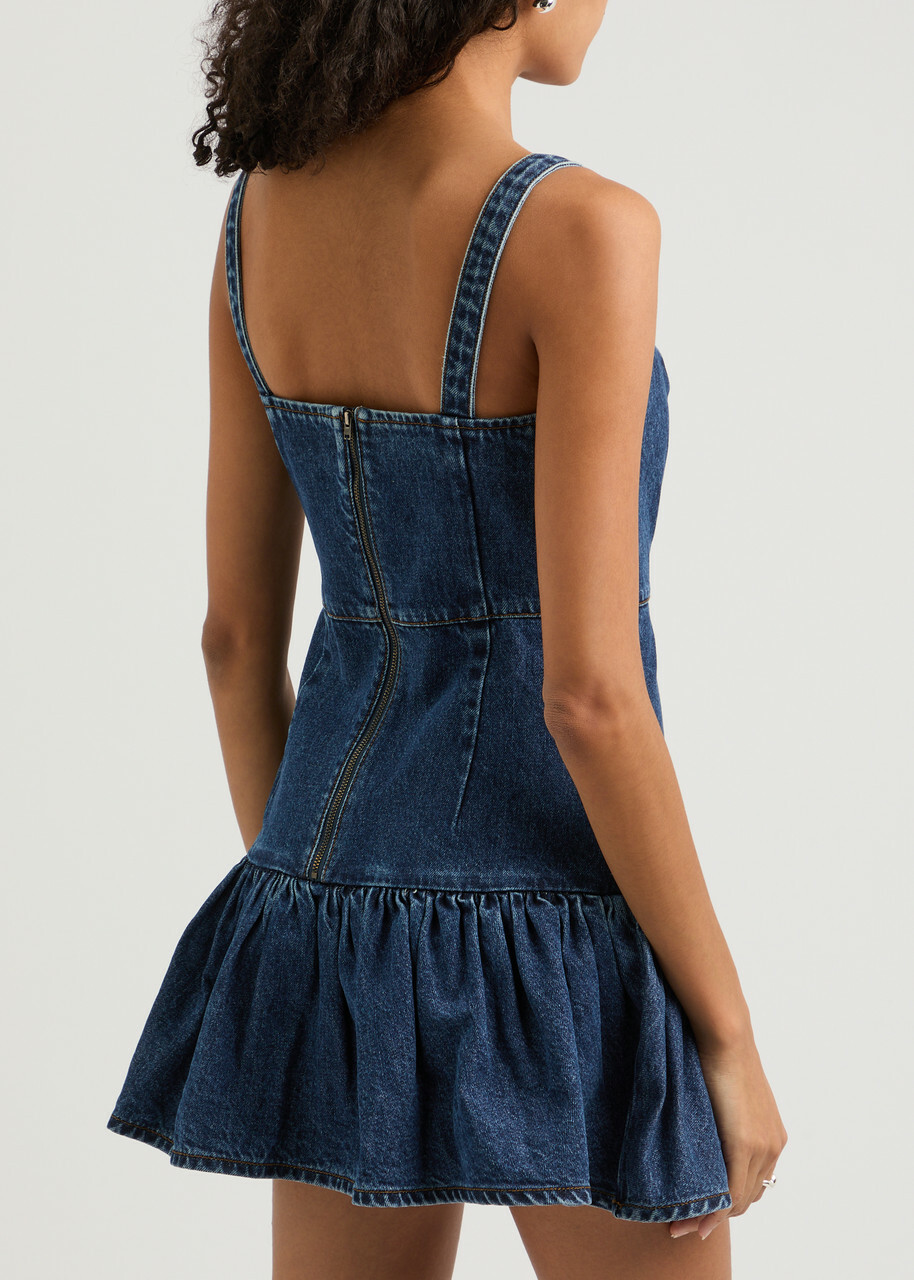 Self-portrait Bow-embellished Denim Mini Dress