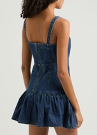 Self-portrait Bow-embellished Denim Mini Dress