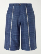 Kartik Research - Rabari Straight-Leg Embroidered Silk Shorts - Blue