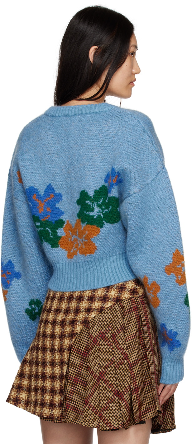 SHUTING QIU Blue Jacquard Cardigan