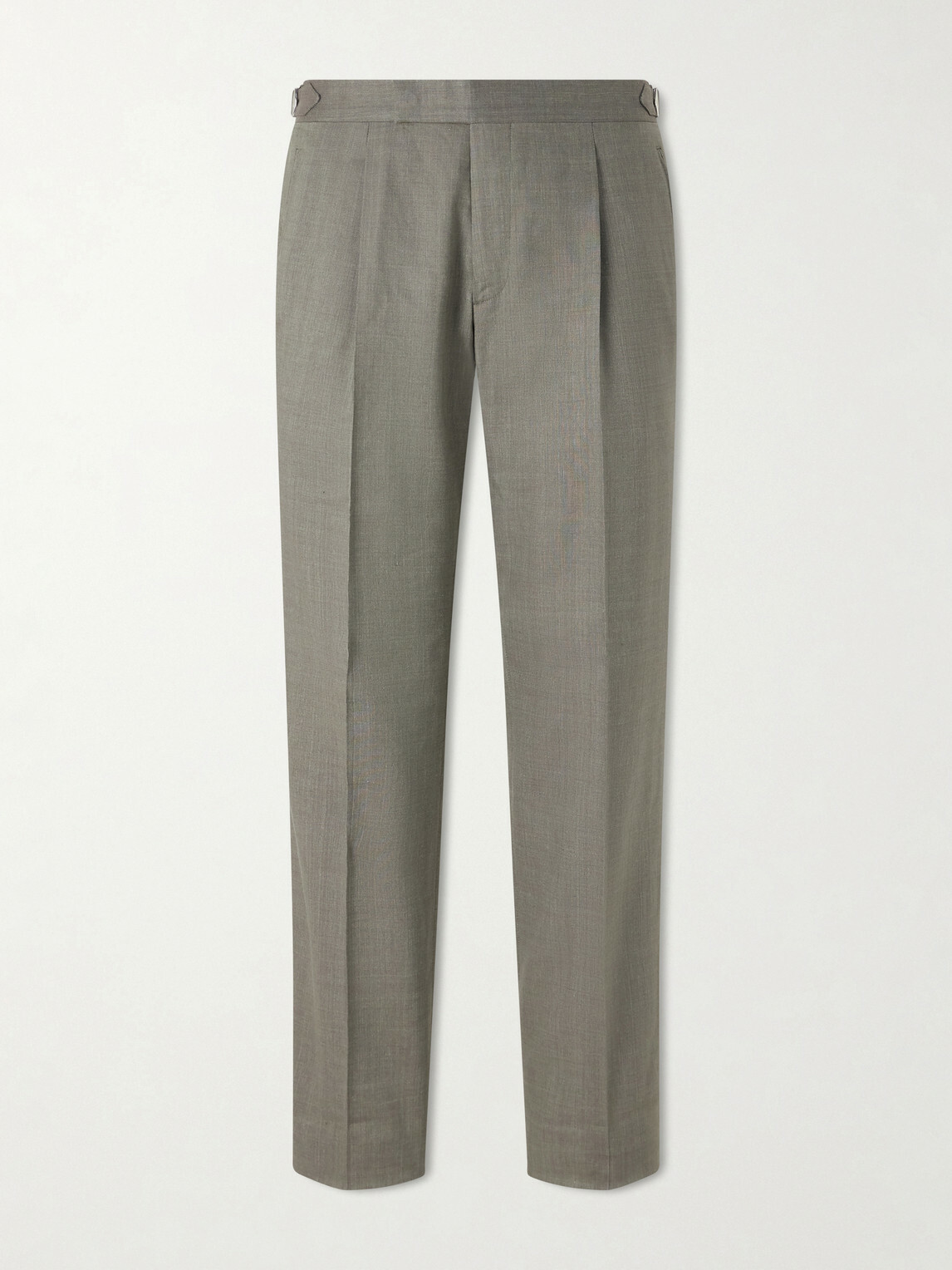 Mr P. - Straight-Leg Pleated Linen and Wool-Blend Suit Trousers - Green