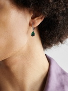 42 Suns - 14-Karat White Gold, Laboratory-Grown Emerald and Diamond Single Hoop Earring