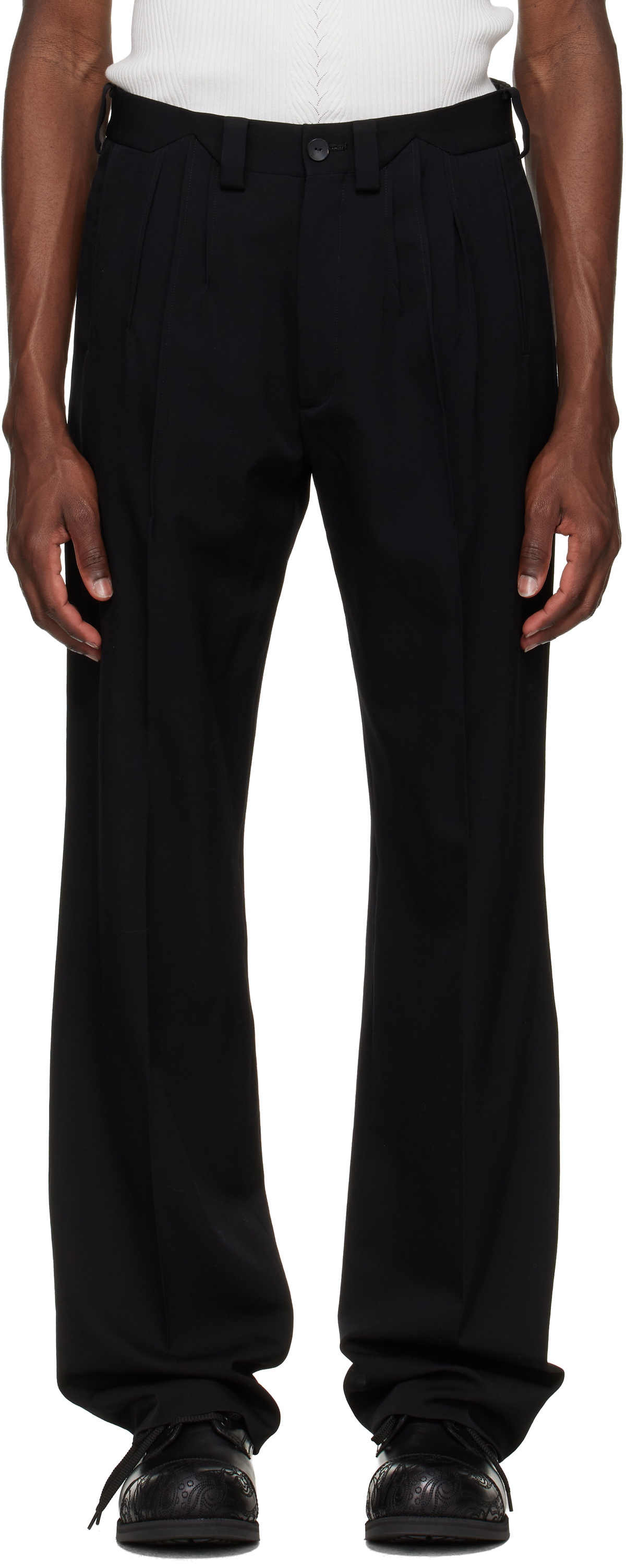 パンツ KIKO KOSTADINOV 23ss TONKIN CONTRAST Kiko Kostadinov Black Tonkin Contrast Trousers Kiko Kostadinov