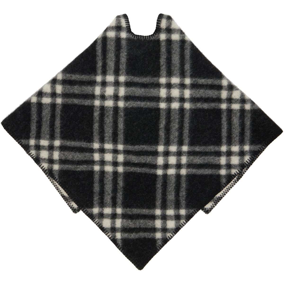 Burberry Black & White Check Wool Capelet Scarf