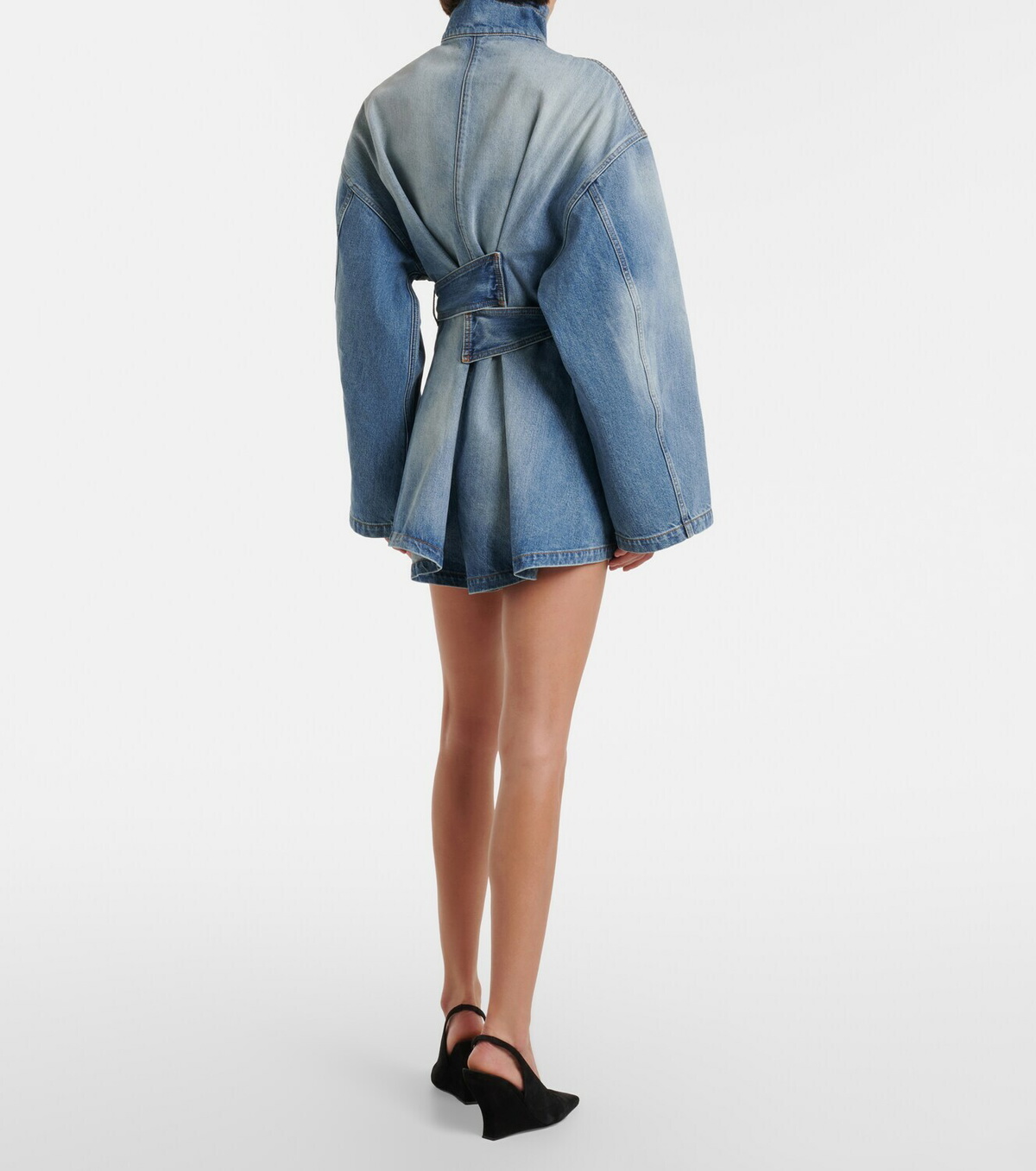 Alaïa Belted cotton denim romper