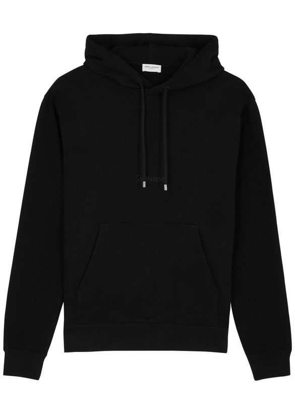 Photo: Saint Laurent Logo Hooded Cotton Sweatshirt Black