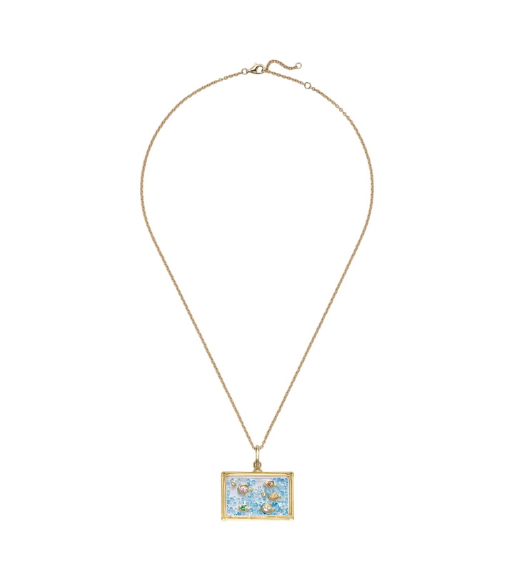 Photo: Yvonne Léon L'Acquarium 9kt gold pendant necklace with gemstones