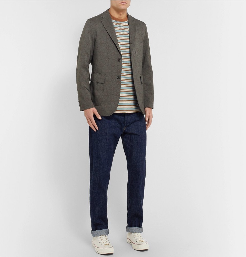 Beams Plus - Unstructured Printed Woven Blazer - Gray Beams Plus