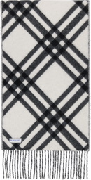 Burberry Black & White Check Cashmere Scarf
