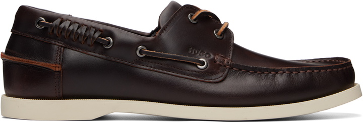Photo: Hugo Brown Leather Lacing Detail Boat Shoes