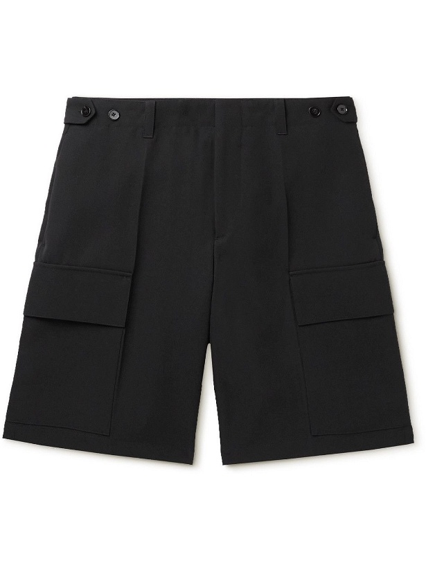 Photo: Jil Sander - Straight-Leg Pleated Wool-Gabardine Cargo Shorts - Black