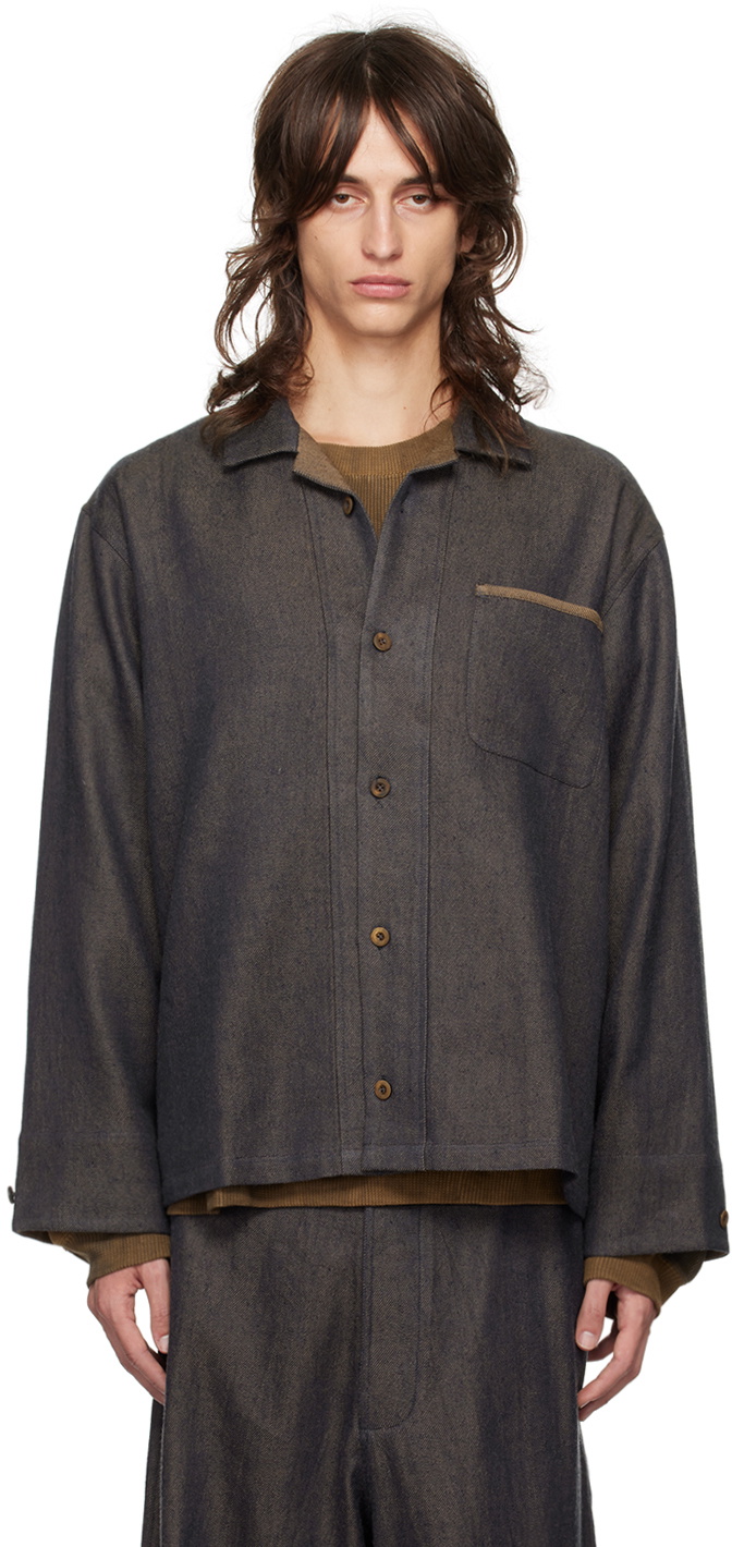 Aviva Jifei Xue Blue Boxy Denim Shirt