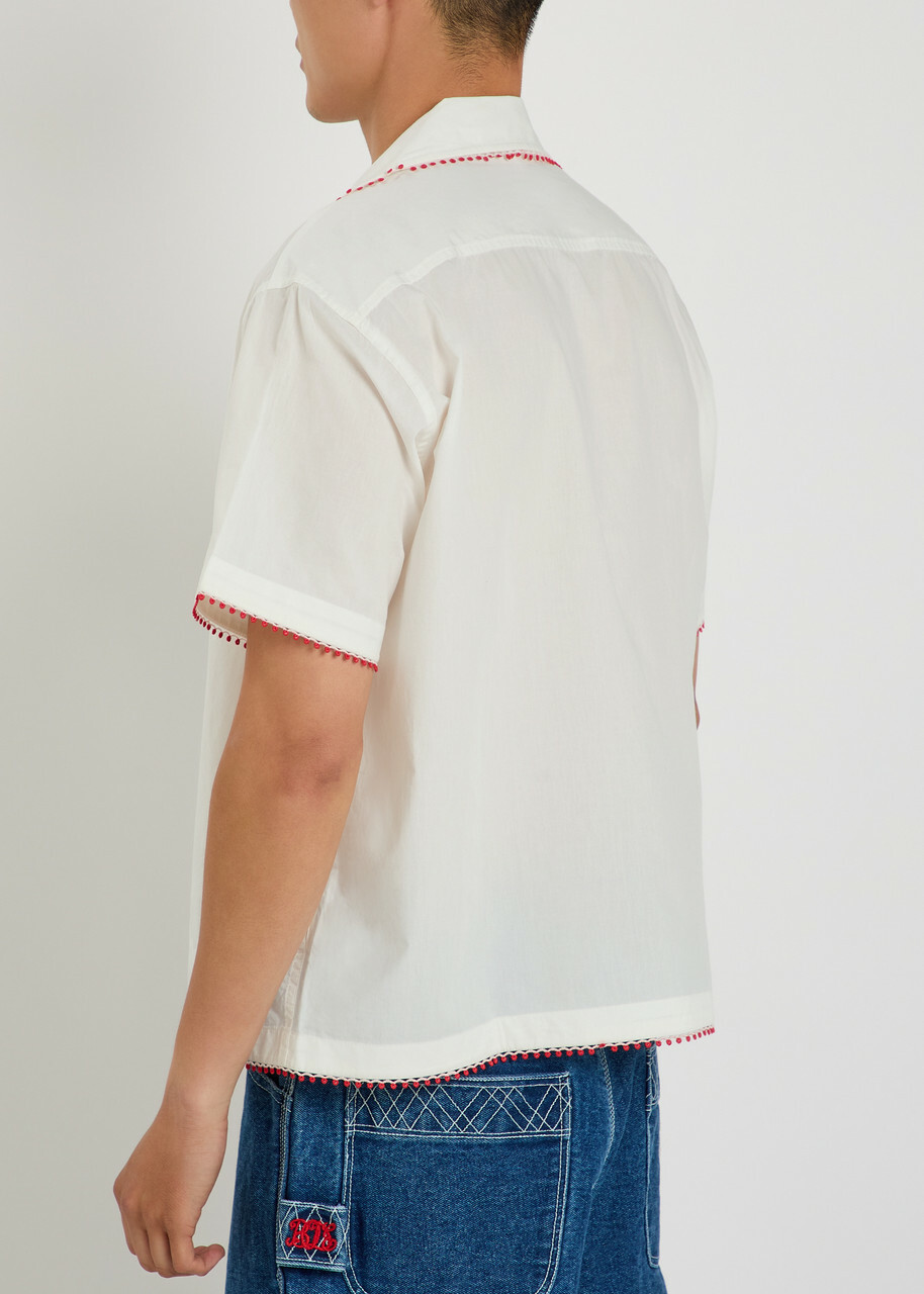 Bode Redbud Logo-embroidered Cotton-poplin Shirt White