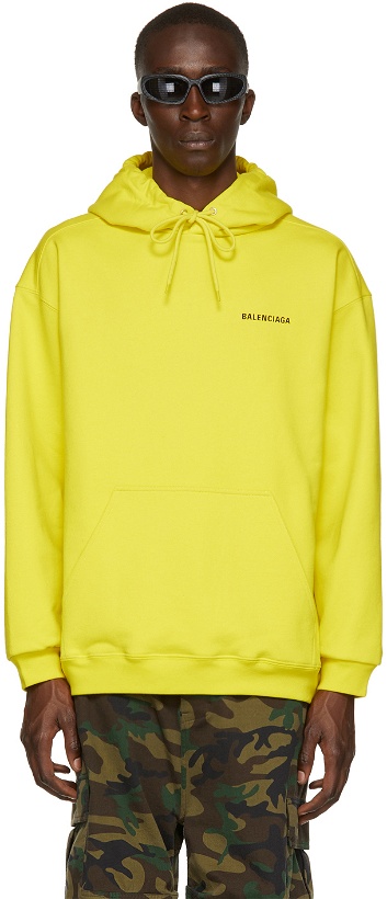 Photo: Balenciaga Yellow Medium Fit Logo Hoodie