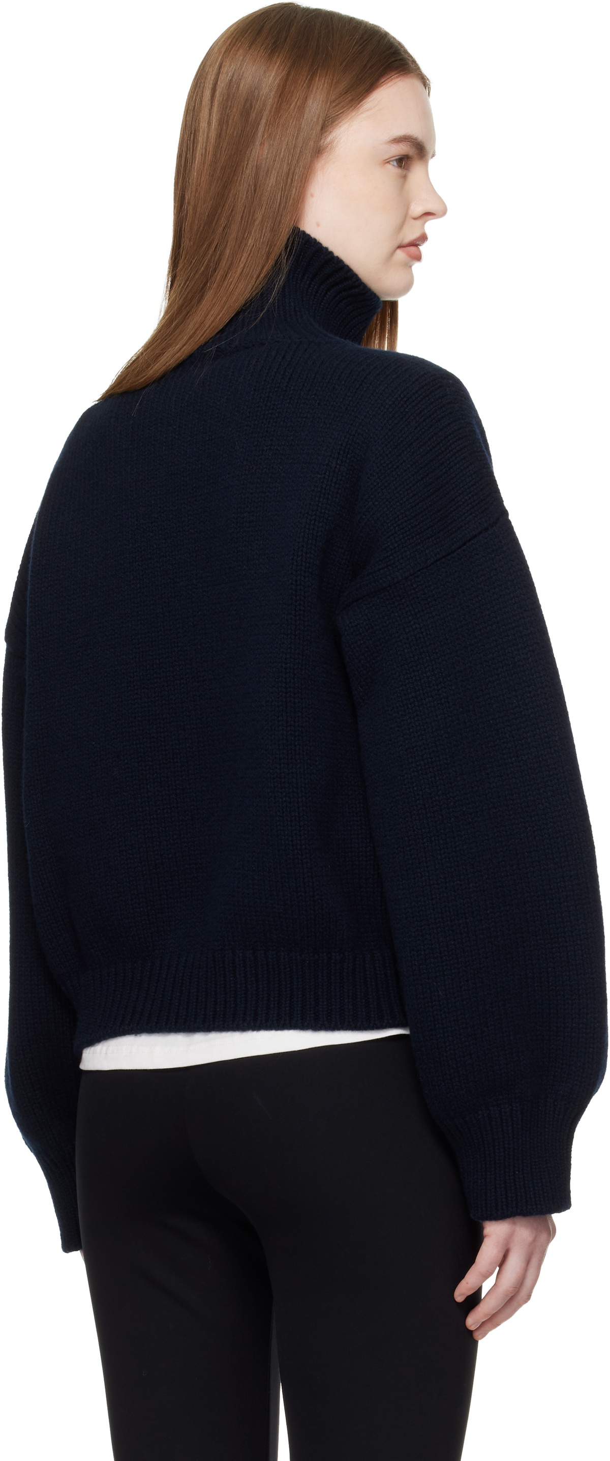 &Daughter Navy Caragh Crop Turtleneck