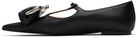 Pushbutton Black Coin Purse Mary Jane Ballerina Flats