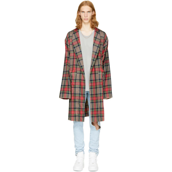 Fear of God Brown Plaid Robe Coat