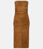 Stouls Salma ruched suede midi dress
