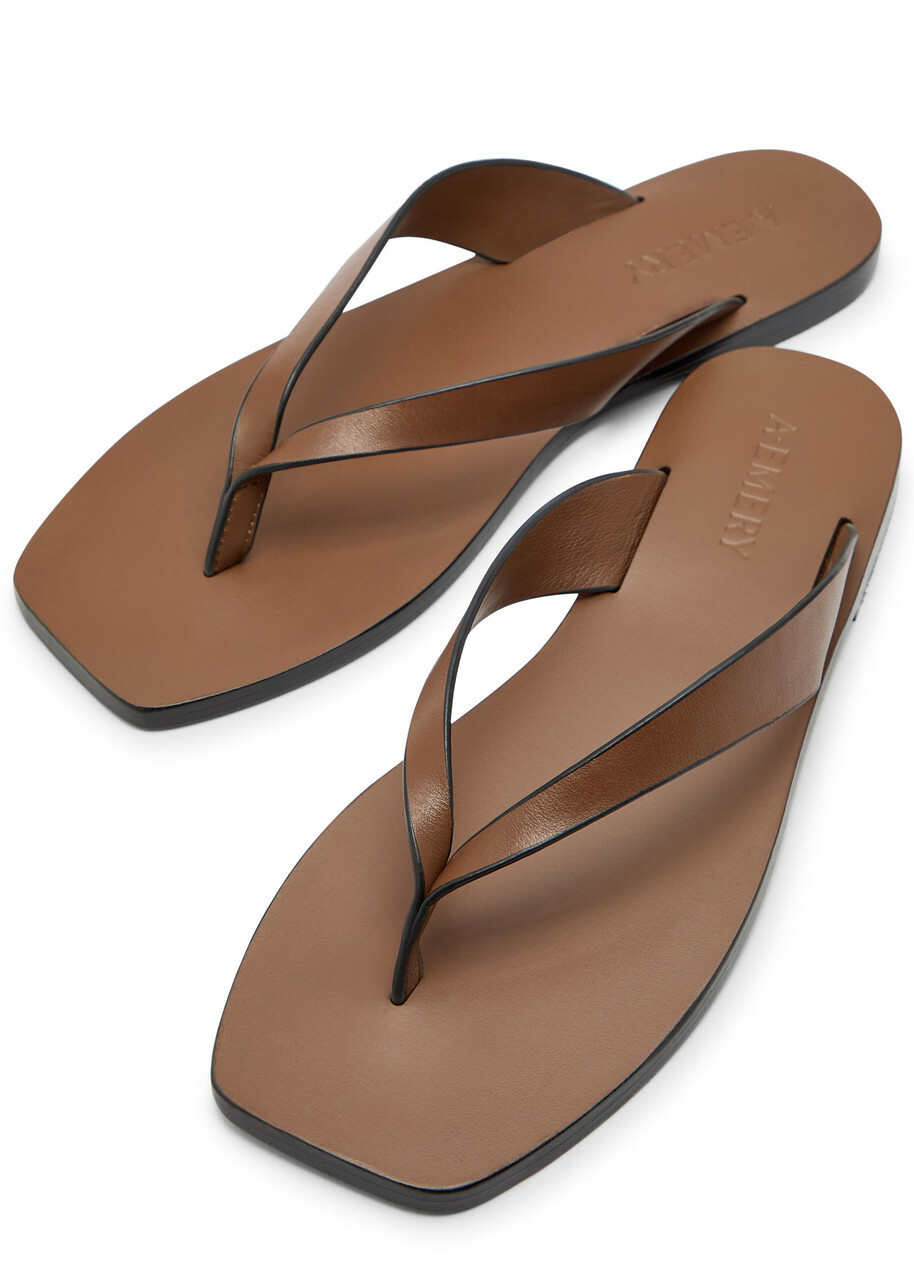 A.emery Kinto Leather Flip Flops Tan