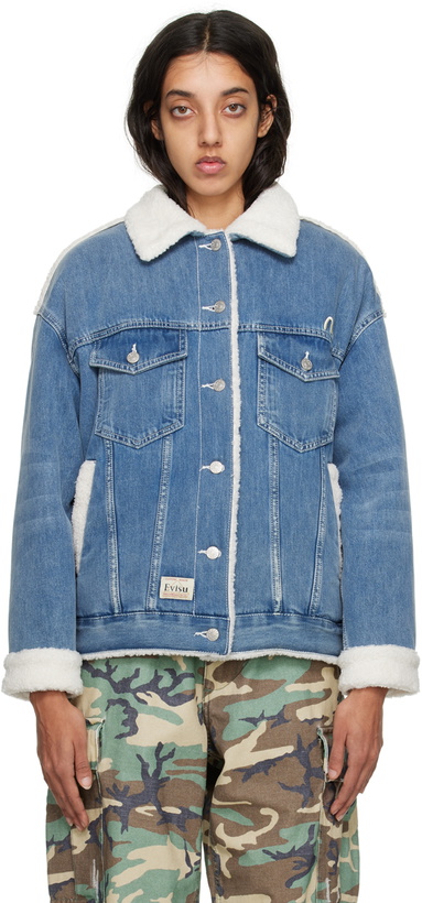 Photo: Evisu Blue 'Daruma & Fortune Cat' Denim Jacket