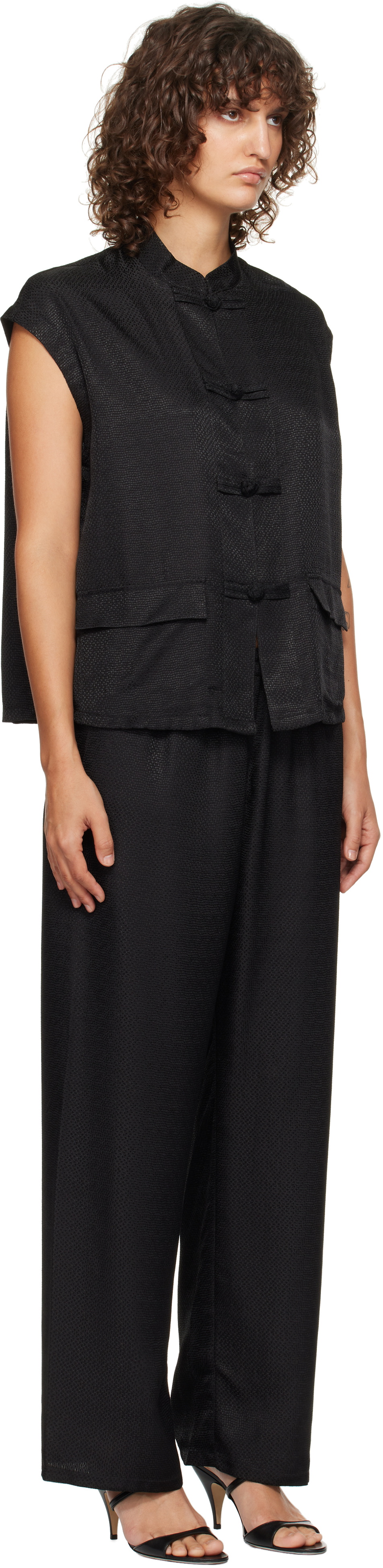 Sleeper Black Sakura Lounge Jacquard Pyjama Set