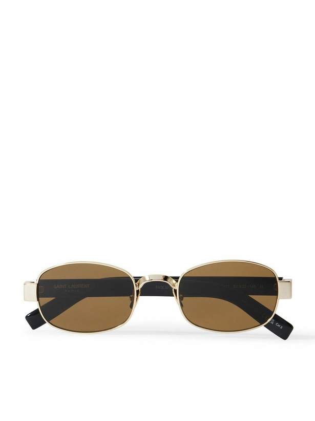 Photo: SAINT LAURENT - Oval-Frame Gold-Tone and Acetate Sunglasses