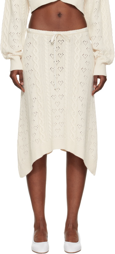 Photo: GUIZIO Off-White Noah Wool Cable Midi Skirt