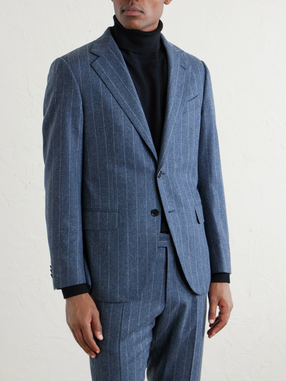 Caruso - Norma Pinstripe Wool and Cashmere-Blend Suit Jacket - Blue