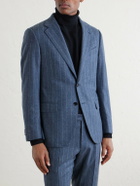 Caruso - Norma Pinstripe Wool and Cashmere-Blend Suit Jacket - Blue