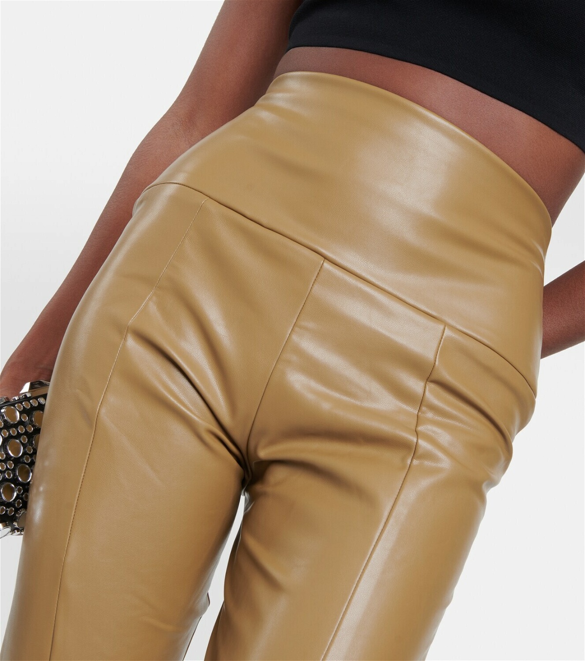 Spat flared faux-leather leggings in black - Norma Kamali