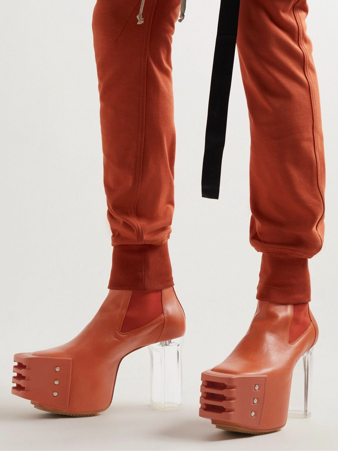 Rick Owens - Leather Platform Boots - Orange Rick Owens