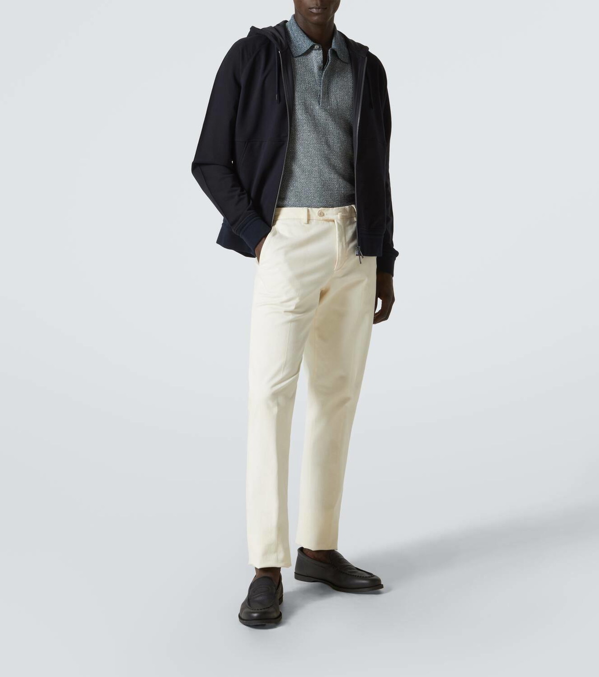 Zegna Zip-up cotton-blend hoodie
