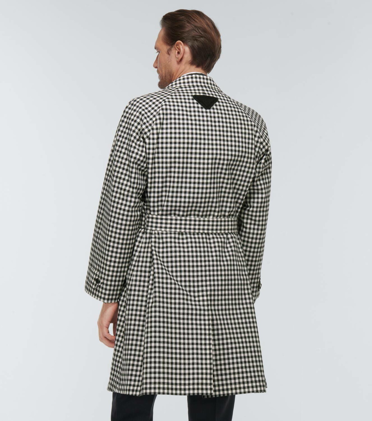 PRADA checkered spring coat Prada Monochrome Checkered Silk Zip