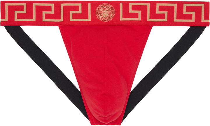 Photo: Versace Red Cotton-Jersey Jockstrap