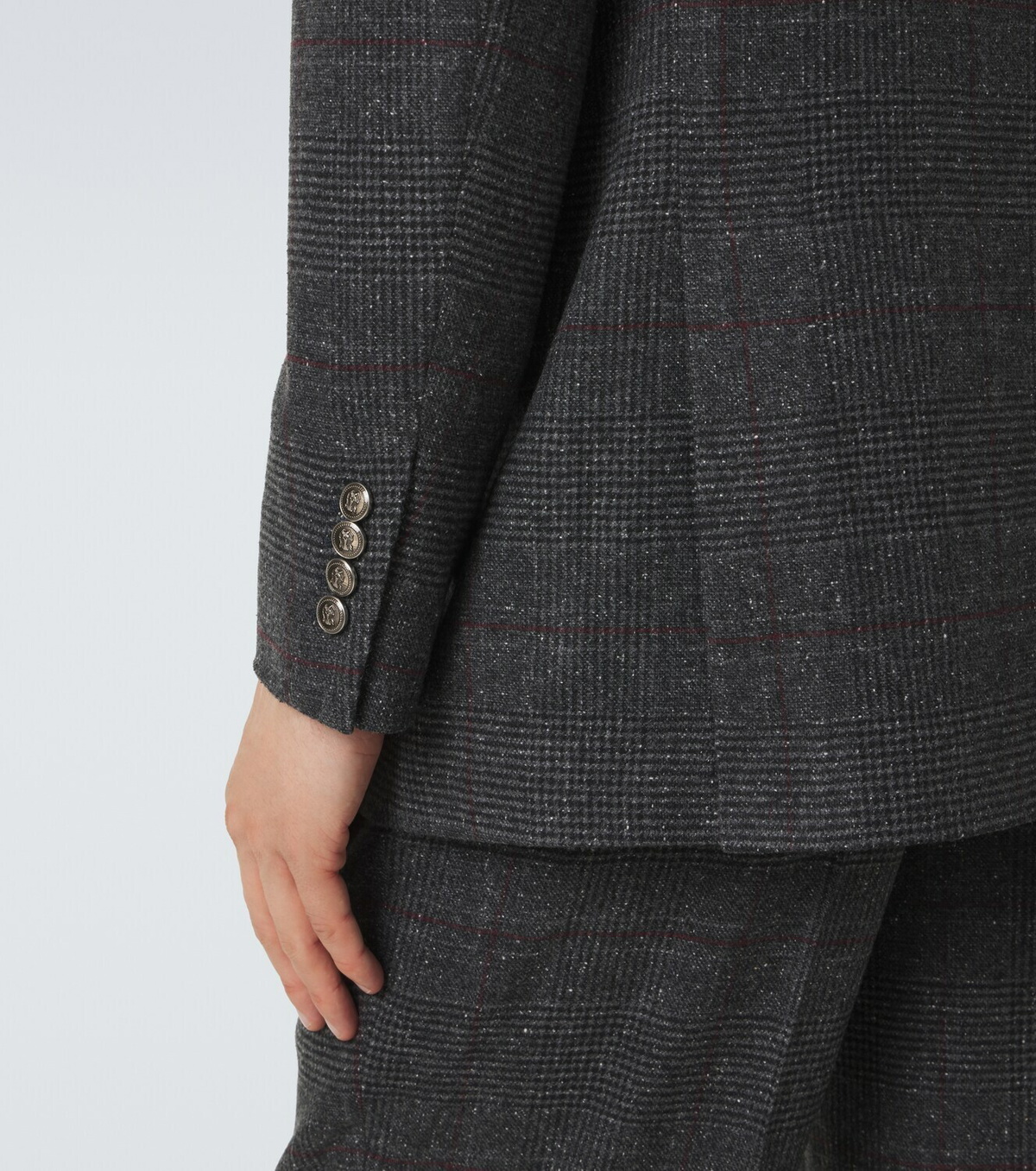 Brunello Cucinelli Checked silk, wool, and cashmere suit