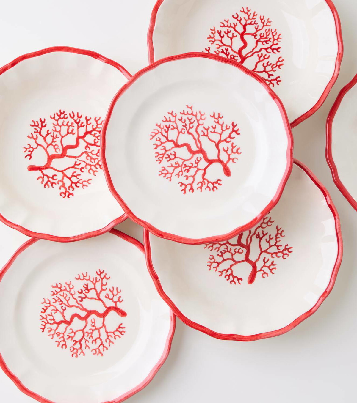 Les-Ottomans Coral painted ceramic tray