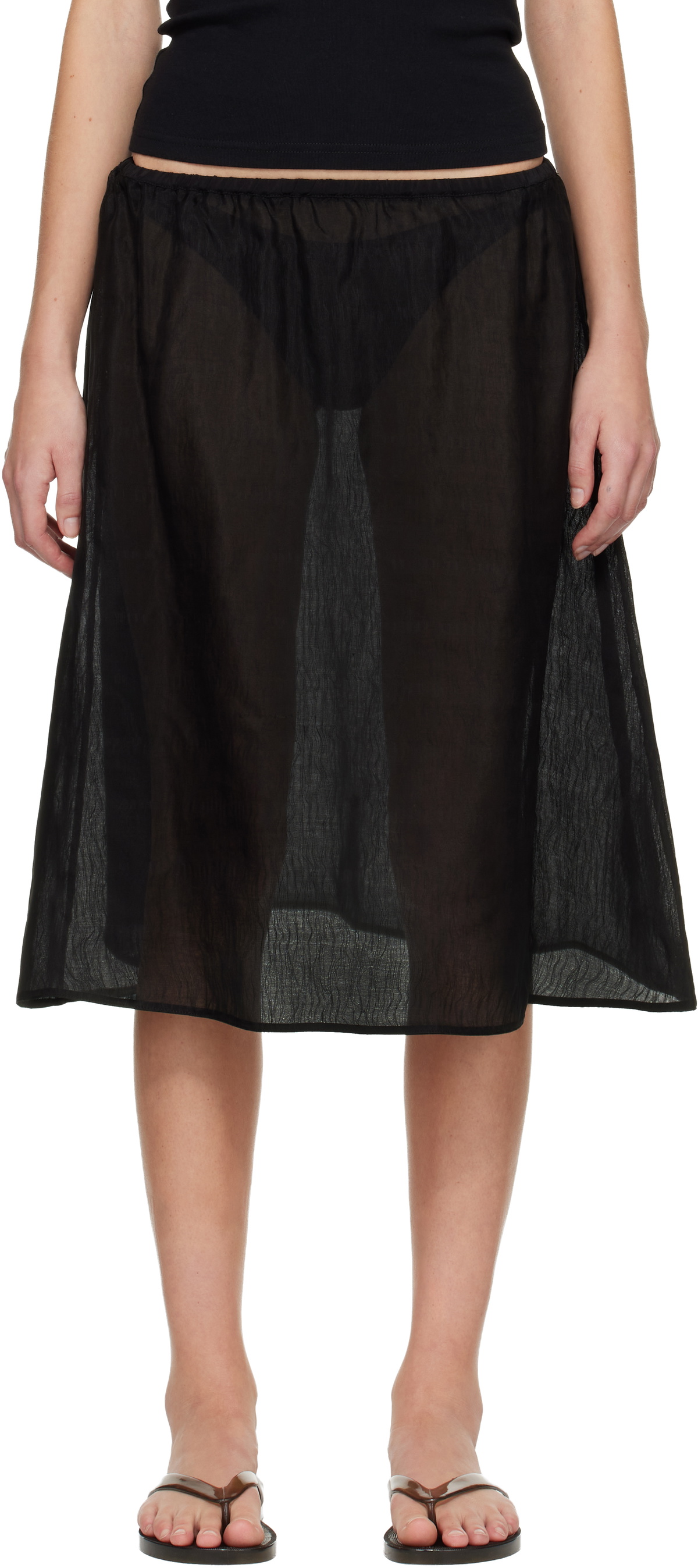 Matteau Black Sheer Midi Skirt