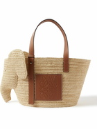LOEWE - Elephant Leather-Trimmed Raffia Tote Bag