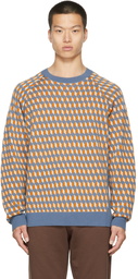 Dries Van Noten Blue & Orange Jacquard Knit Sweater