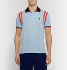 Gucci - Appliquéd Striped Cotton-Blend Piqué Polo Shirt - Men - Sky blue