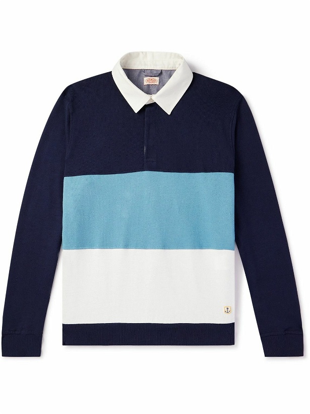 Photo: Armor Lux - Striped Cotton-Jersey Polo Shirt - Blue