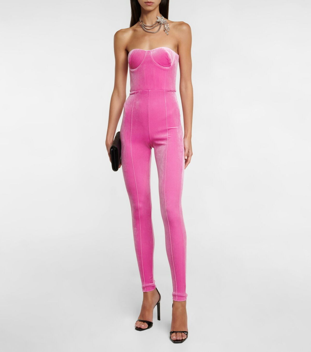 Alex Perry Strapless velvet jumpsuit