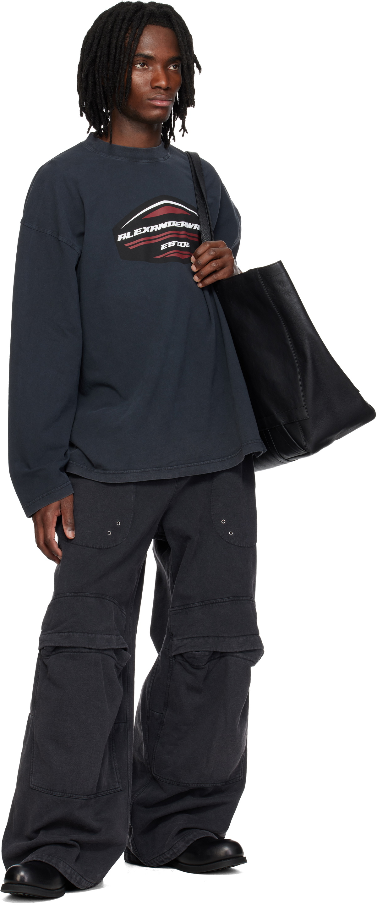 Alexander Wang Black Long Sleeve Shield Graphic T-shirt