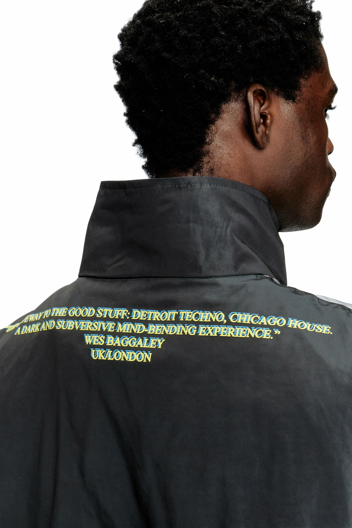 Diesel Tech-jersey jacket with lyrics print - Jackets - Unisex - Black